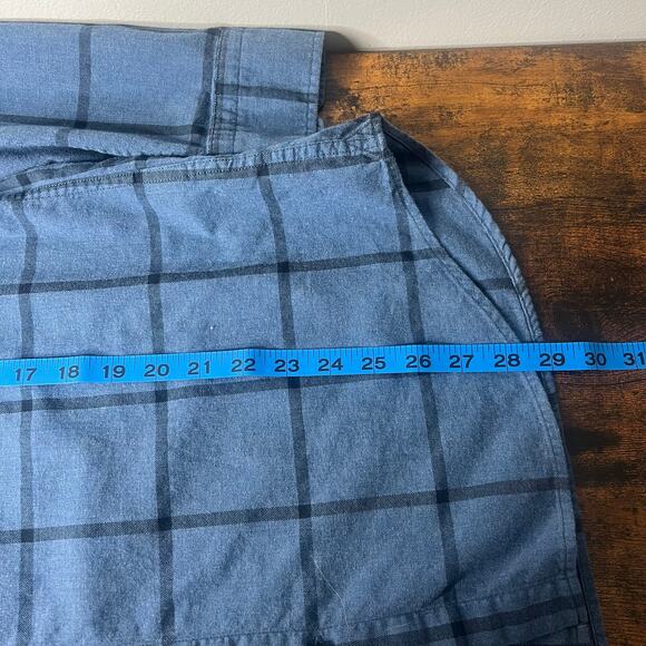 Banana Republic Luxe Flannel Camden Fit Blue Plaid Long Sleeve Men L Button Down - Picture 10 of 12